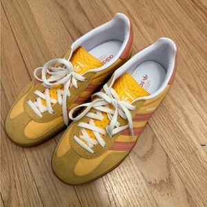 Adidas Gazelle Mustard and Coral Sneakers